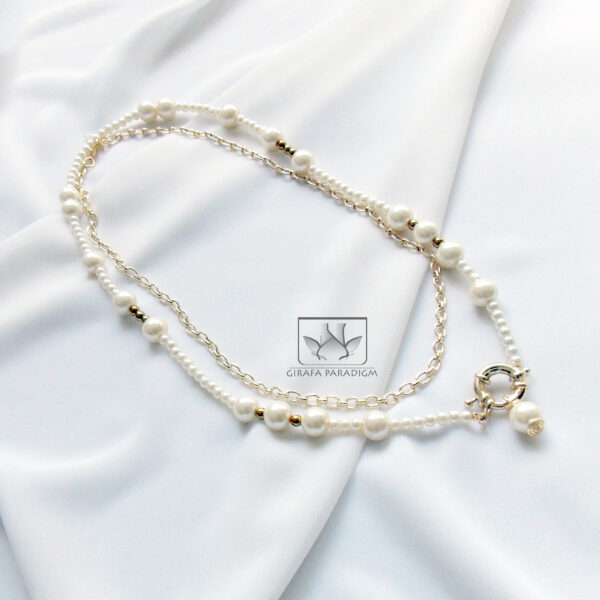 Pearl & Gold Layered Necklace - Image 2