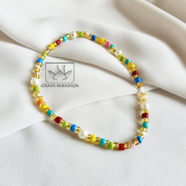 Colored Beads & Pearls Anklet - Image 2