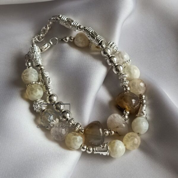 Set of Silver plated bracelets & Natural stones - Image 2