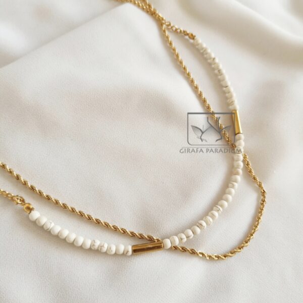 White Stones & Stainless steel Necklace