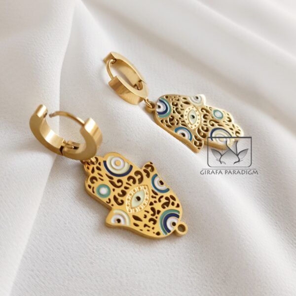 Stainless steel golden hand earrings