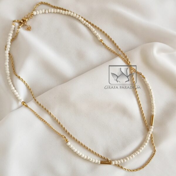 White Stones & Stainless steel Necklace - Image 2